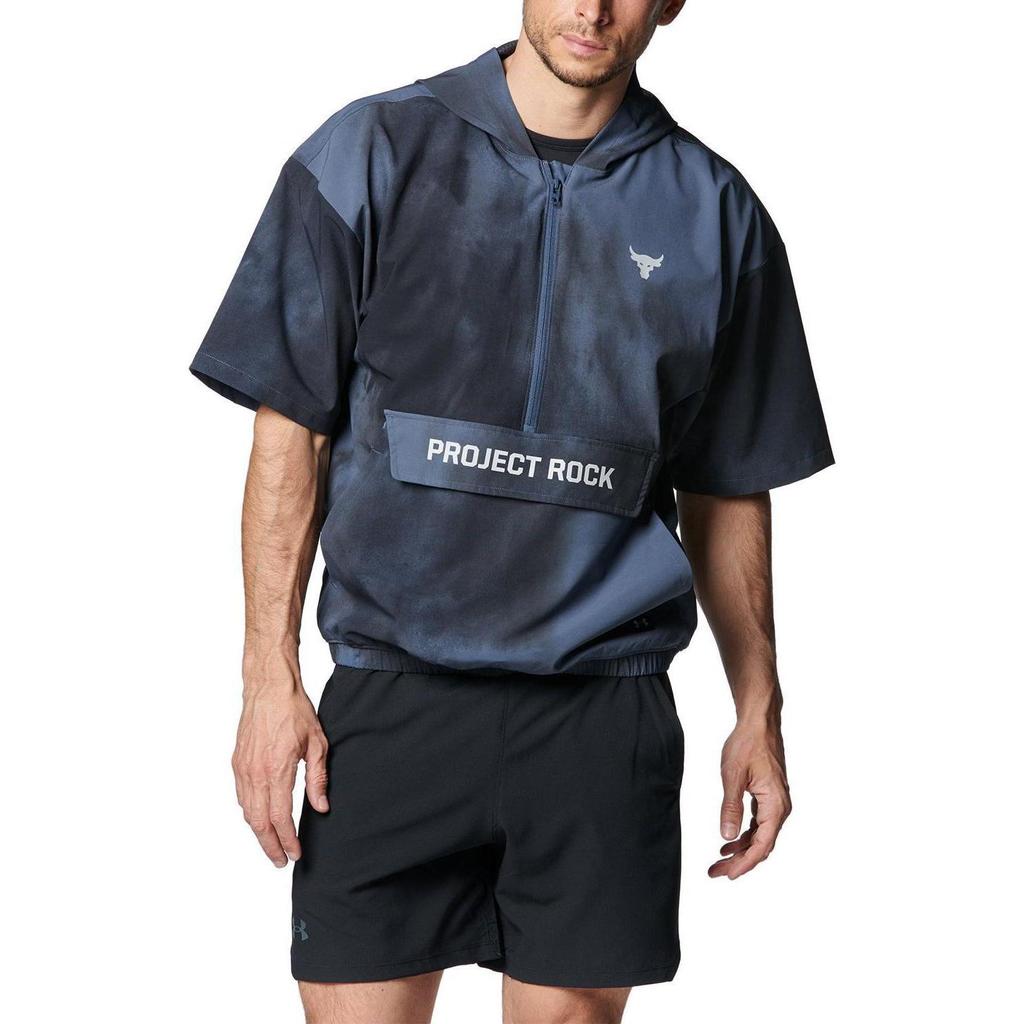 Under Armour Tie-Dye Design Letter Print Casual Hooded Short Sleeve Jacket Men Jackets Modern-Gray 1383291-044