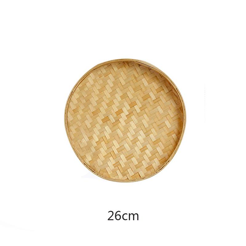 Handmade Weaving Round Bamboo Sieve Raft Natural Bamboo Fruit Dish Rattan Bread Basket for Dinner Storage Plate DIY Home Decor