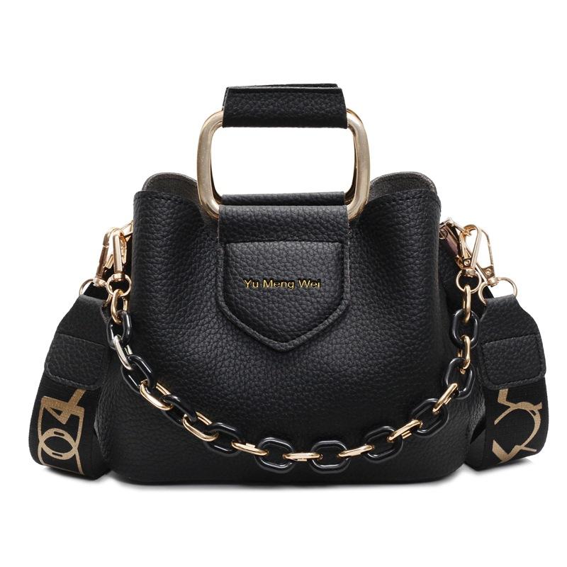 Temperament Advanced Lychee Pattern Portable Bucket Bag Niche Design Trend Versatile Single Shoulder Messenger Women's Bag