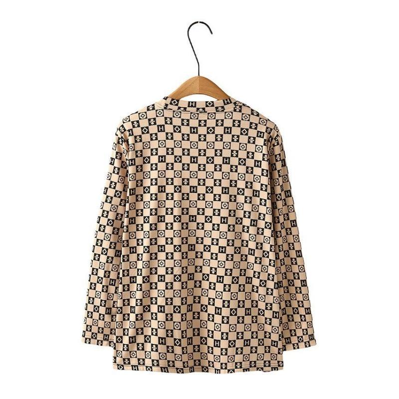 Middle-aged and Elderly Women's Spring and Autumn New Floral Long-sleeved Bottoming Shirt Tops