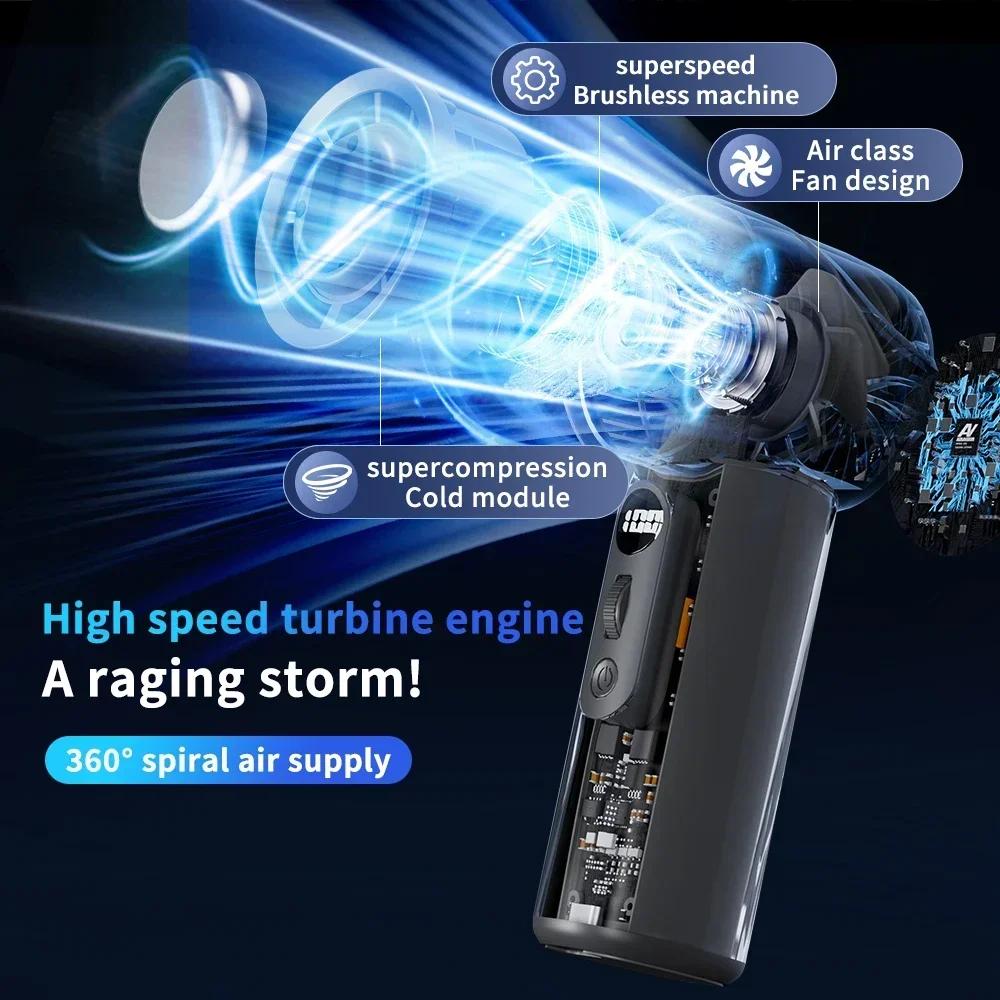 Transparent Design Refrigeration Mini Fan 100 Wind High-speed Air Cooling Handheld Turbo Fan 3000mAh USB Outdoor Portable Fans