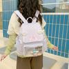 Korean schoolbag female wings polka dot retro high-value backpack female cute transparent pain bag casual play backpack