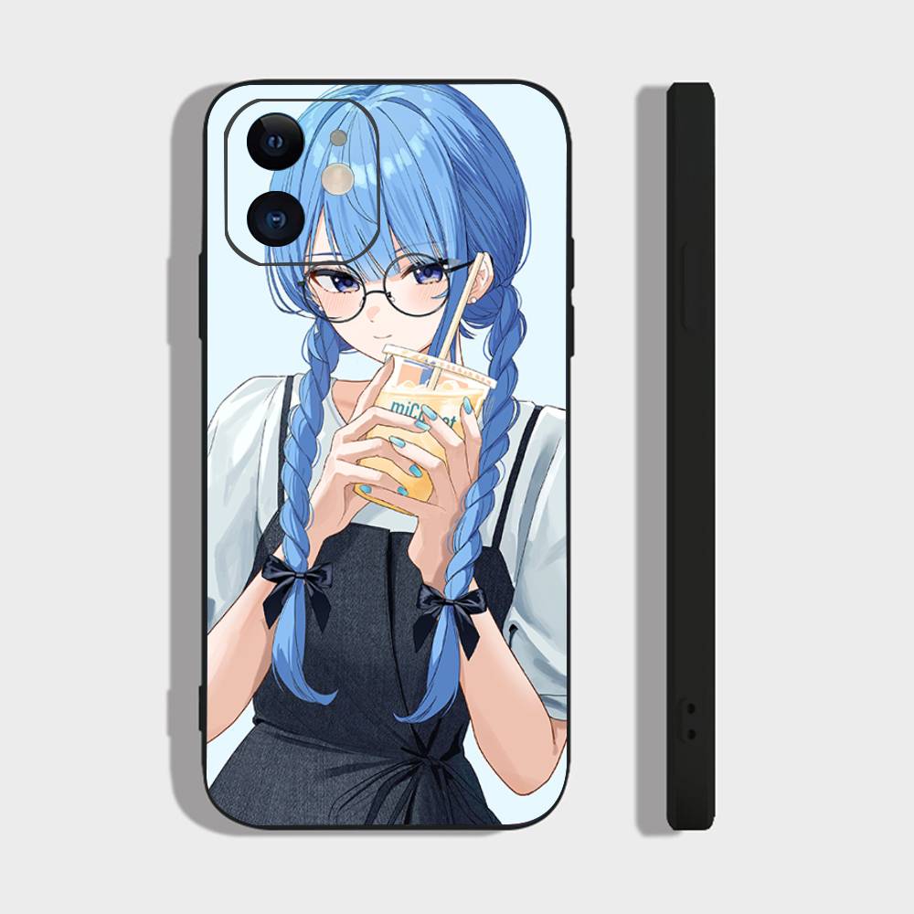 Suichan Hoshimachi Suisei Animation H-Hololive Phone Case For IPhone 17 Air 16 15 14 13 Pro Max 11 12 Black Silicone Cover