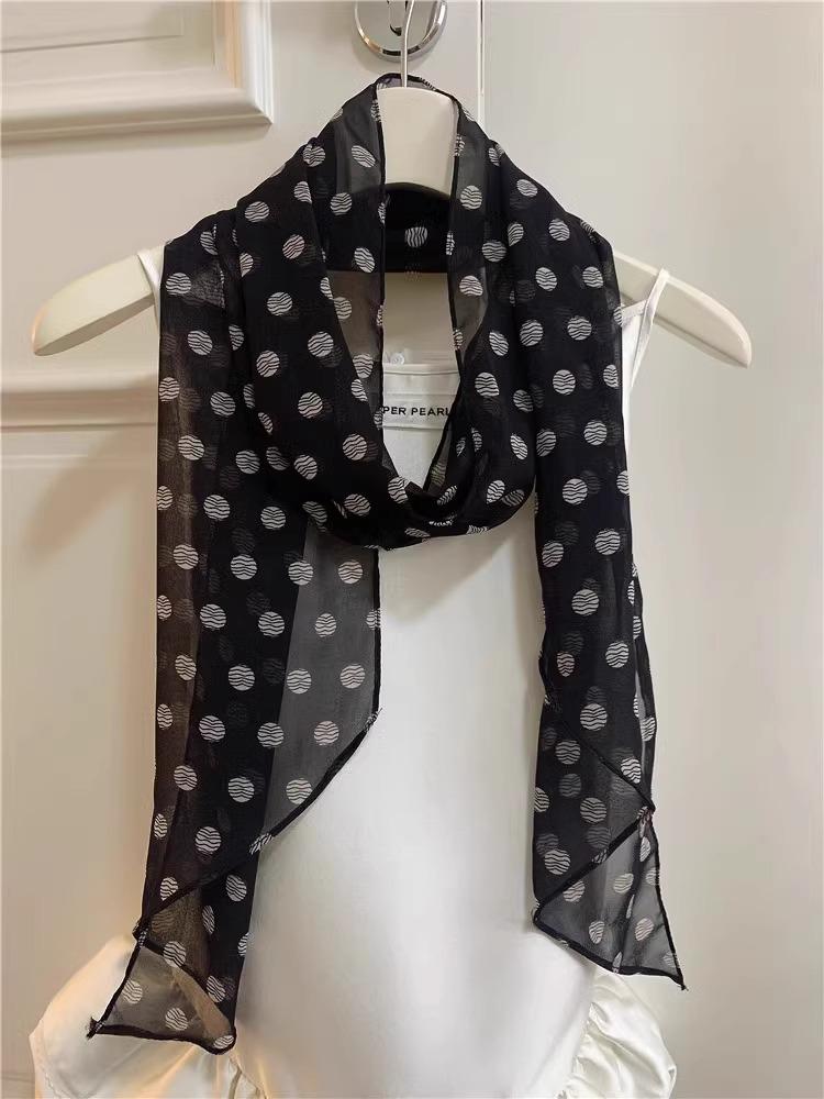 

Brown Polka Dot Silk Scarf - Versatile Accessory for Hair or Neck 2025 Women s Collection