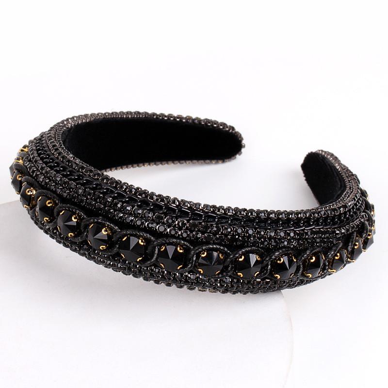 Water Drill Baroque Headband With Crystal Chain For Womens Fashion Accessories