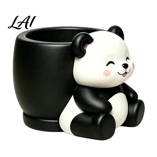 Cartoon Animal Flower Containers Cute Panda Succulent Planter Resin Plant Pot Gifts for Lovers Decorative Planter Pot Indoor Office Desk,