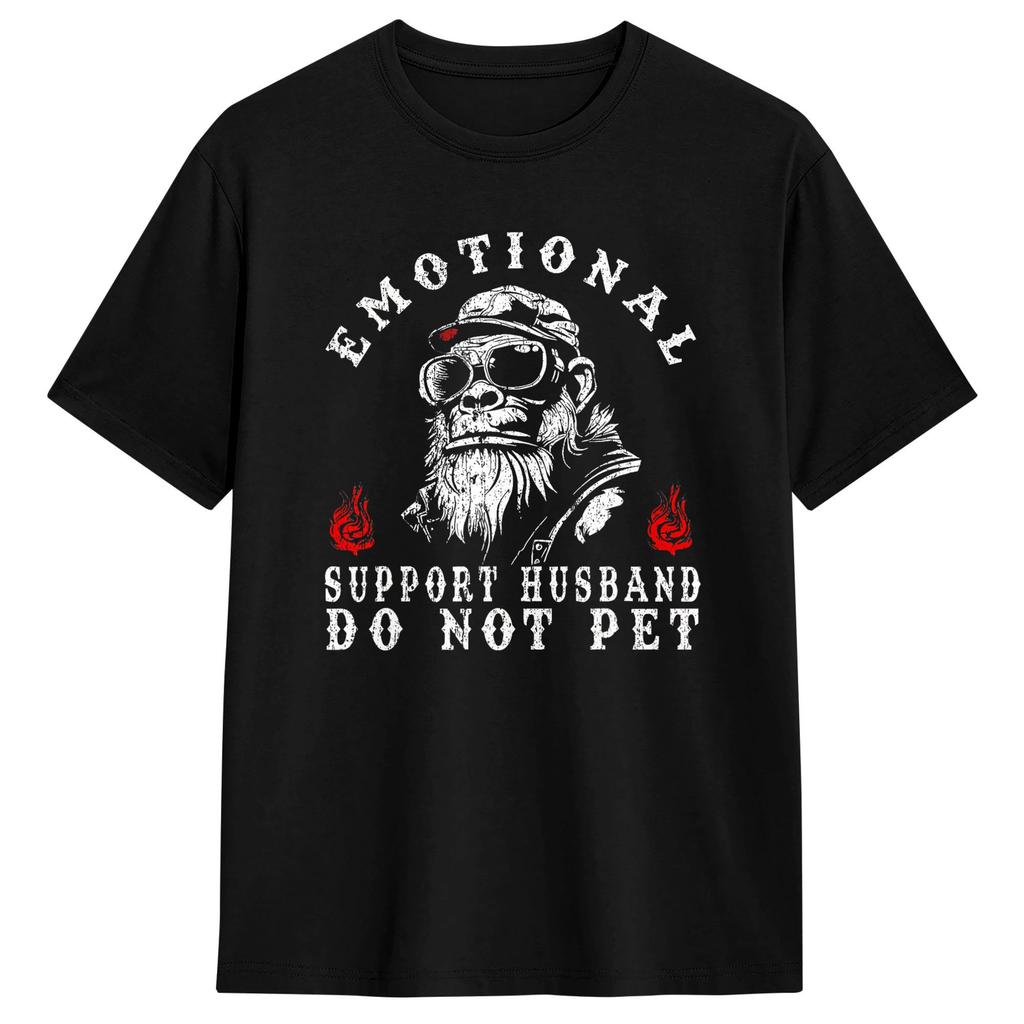 Emotionaler Unterstützungs-Ehemann Nicht streicheln Lustiges Affen T-Shirt Neuheit T-Shirts Vintage T-Shirt Sommer Baumwolle Oversize Oberteil T-Shirts