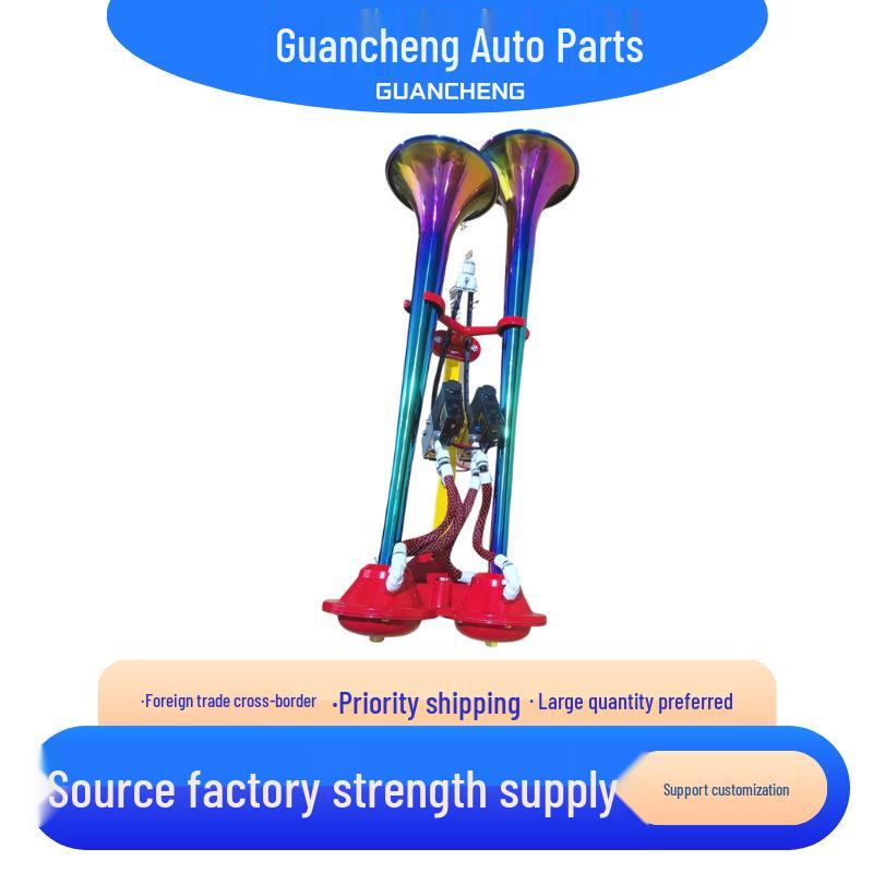 Dual-Pipe Electric Air Horn: Super Loud Thai Horn with Clear Sound - Fits Cars, Vans, Trucks, Available in Various Colors.