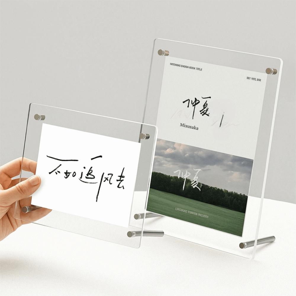 Rectangular Transparent Photo Frames Horizontal Photo Card Stand Acrylic Photo Frame  Office