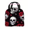 1pc Gothic Thermal Insulated Bag - Skulls, Roses & Hearts Design Thermal Insulation Bag, Non-Food Contact, Portable Thermal Leak