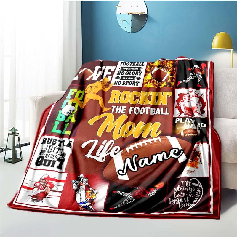 Rugby Hobby Customize Your Name Blanket Used For Chair Office Sofa Bed Camping Soft And Warm Giving Friends And Relatives Birthday Graduation Gift