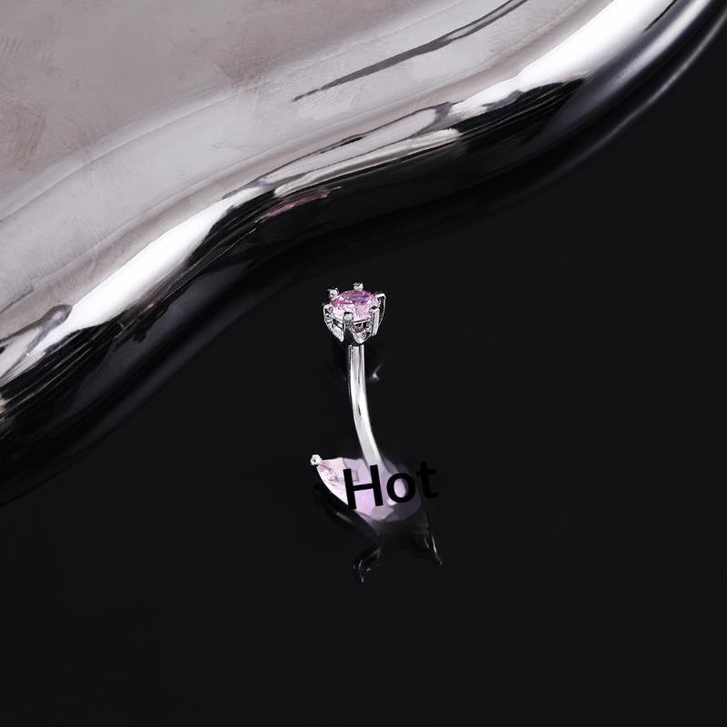 Cute Pink Butterfly Zircon Belly Button Rings Fashion Y2K Style Navel Piercing Jewelry for Girls Dating Wear