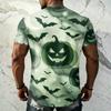 Men's Halloween Vintage Short Sleeve T Shirt Loose Fit Breathable Summer Sports Streetwear Casual Everyday Top with Pumpkin and Bat Print