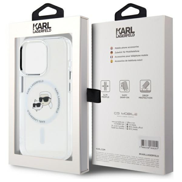 Karl Lagerfeld Klhmp15Xhlskch Iphone 15 Pro Max 6.7 Biały/White Twarde Etui Iml Metalowa Głowa Karl&Choupette Magsafe