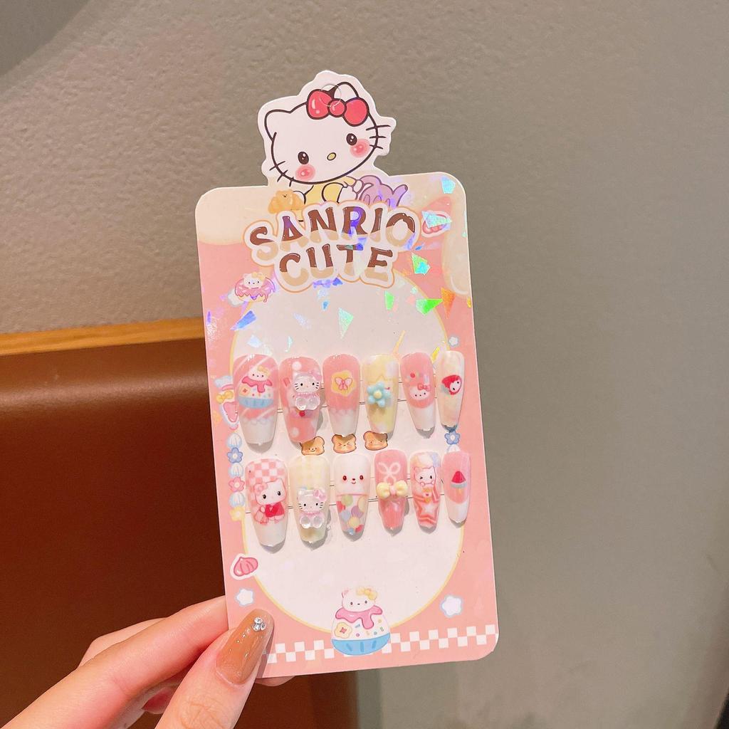 Kuromi samolepky na nehty pro děti - Dlouhé, odnímatelné kreslené tipy na nehty pro malé holčičky