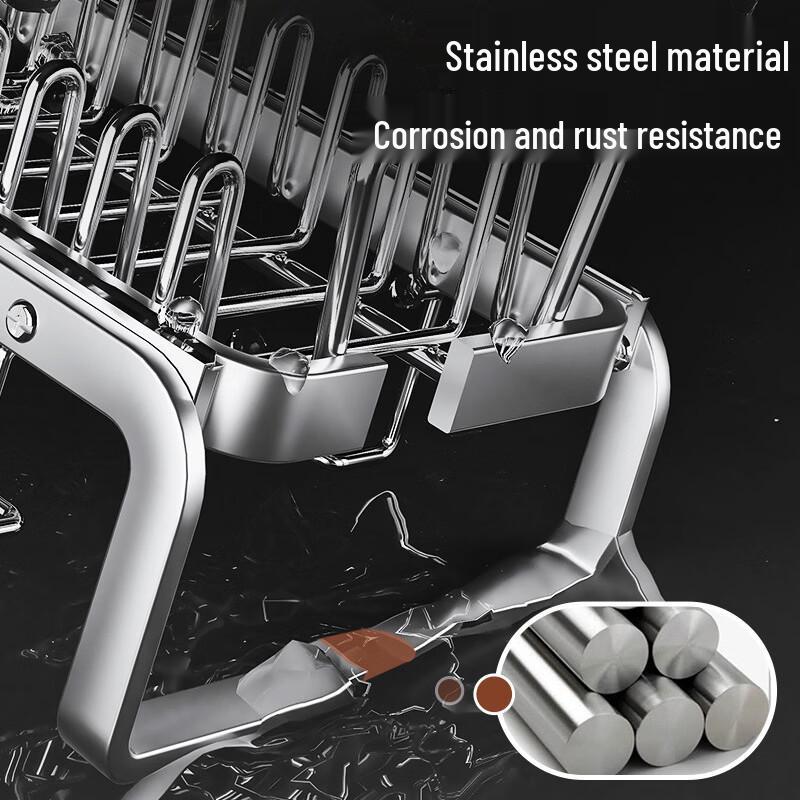 Stainless Steel 2-Tier Dish Drying Rack with Chopstick Holder