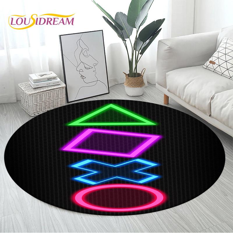3D Cartoon Gamer Game Controller Area Rug Large,Round Carpet Rug for Living Room Bedroom Sofa Decor,Kid Play Non-slip Floor Mat