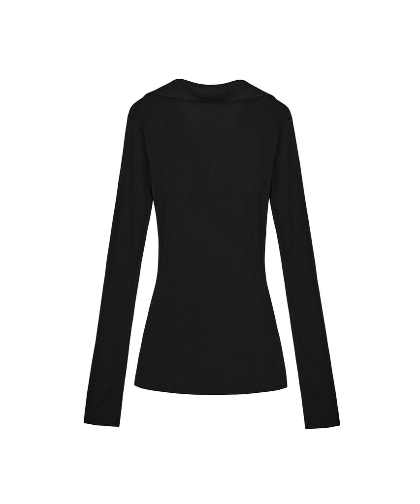 AYAJEUAENSEI Nua Collar Slim Top (Black)