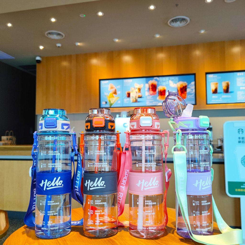 Pc Water Bottle With Strap And Push Lid For Office Home Outdoor Use