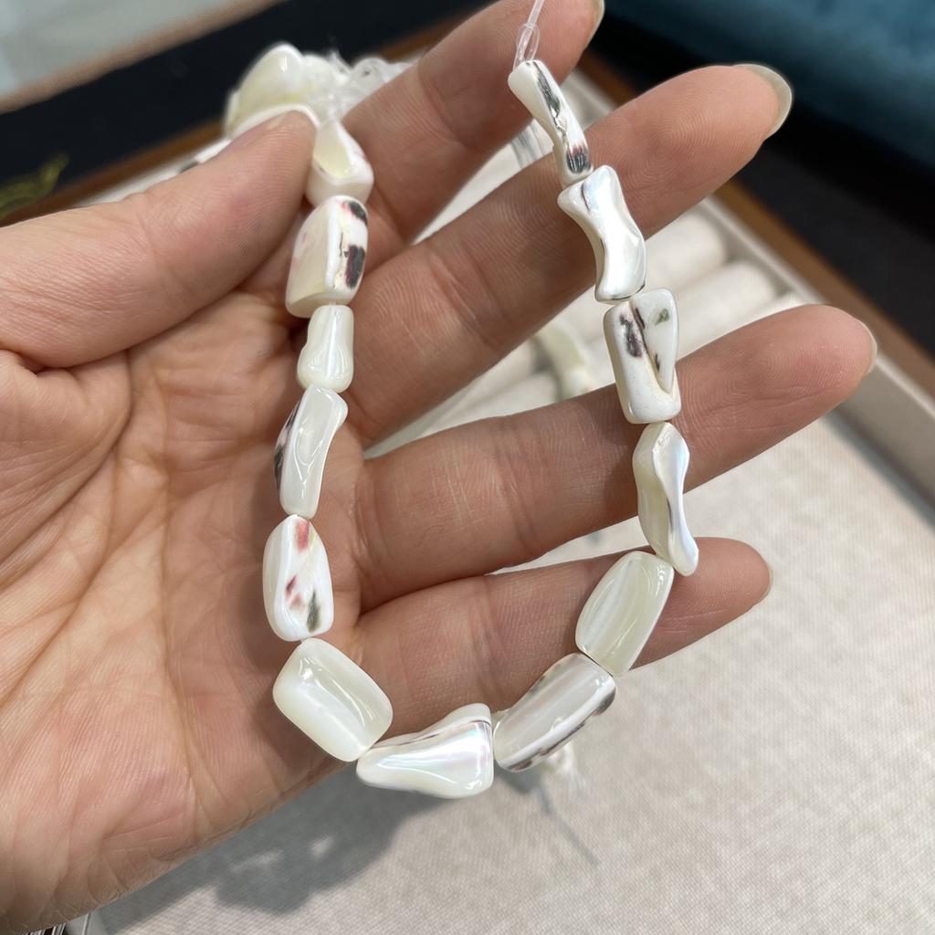 5String, White Natural Freshwater Shell Beads, 12×20-13×22mm, Handmade Horseshoe Irregular Shell Beads for DIY Jewelry Making 18cm