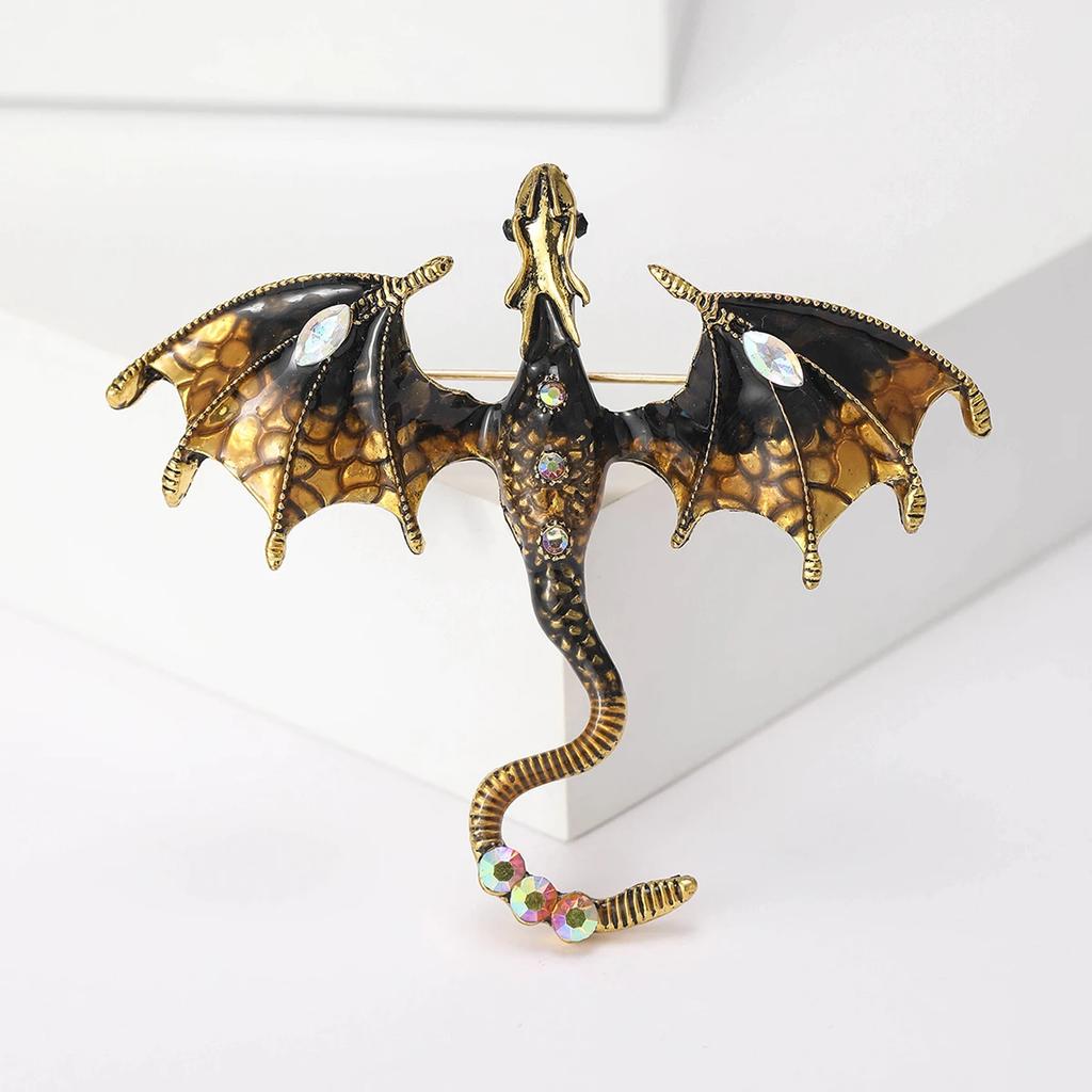 Enamel Flying Dragon Brooches for Men Dragons Pins 8-color Available Office Party Friend Gifts Accessories