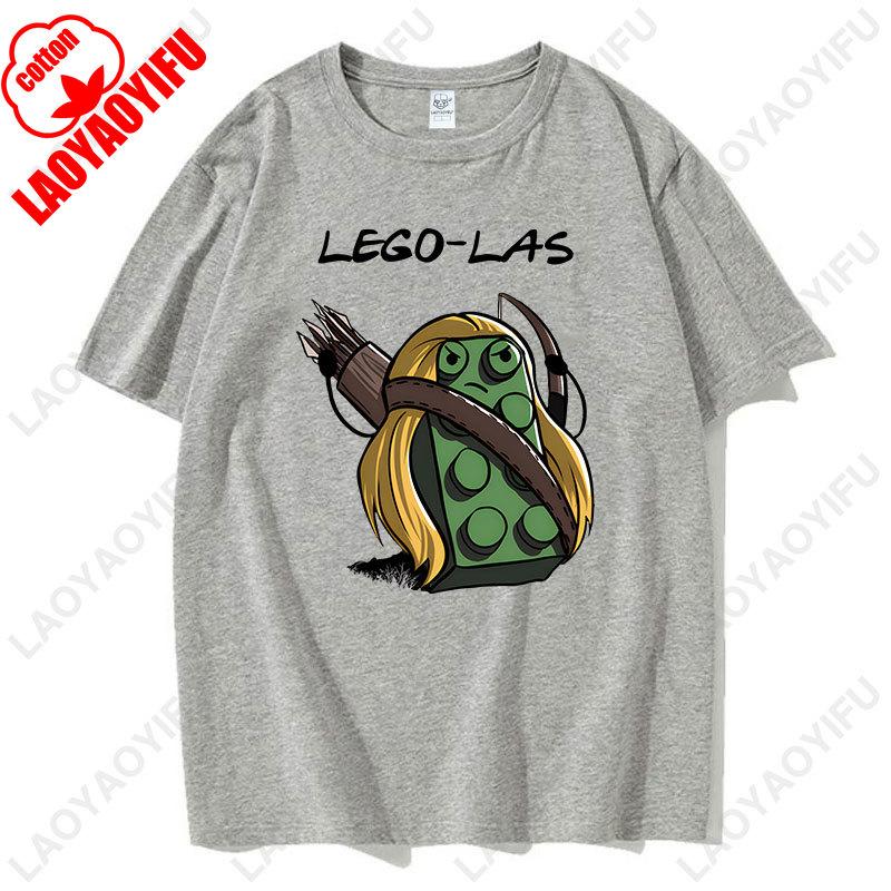 Funny Anime Cartoons Lego-las Printed T-shirt Humor Style Summer Fashion Short-sleev T Shirt Y2k Streetwear Cotton Tee Camisetas