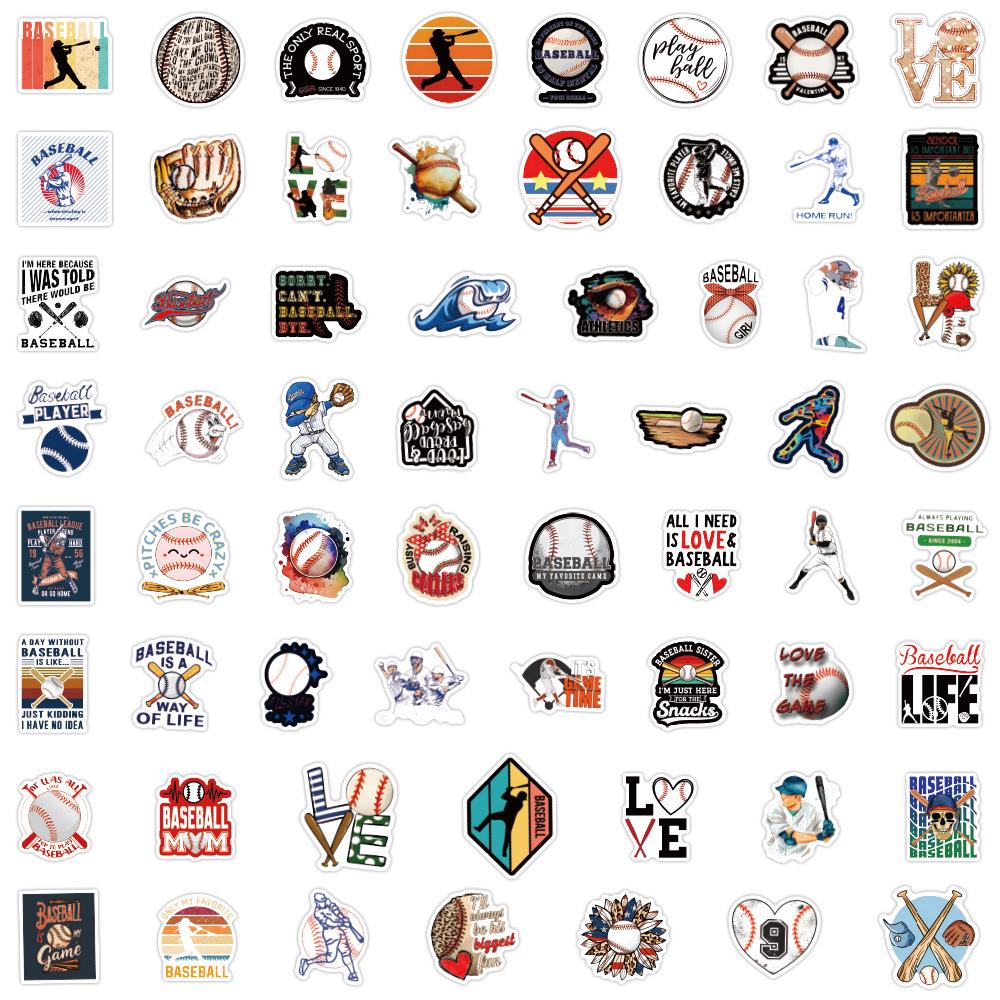 60 Cool Baseball Sports Cartoon Graffiti Stickers for DIY Decoration – Perfect for Water Bottles & Skateboards.