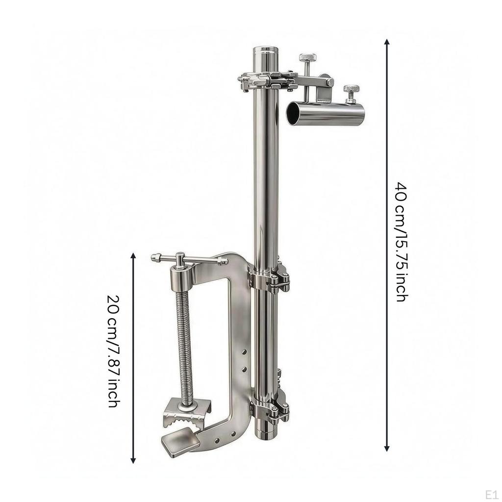 Clampon Fishing Rod Holder Stainless Steel Clamp on Umbrella Polished Metal Boat Accessory