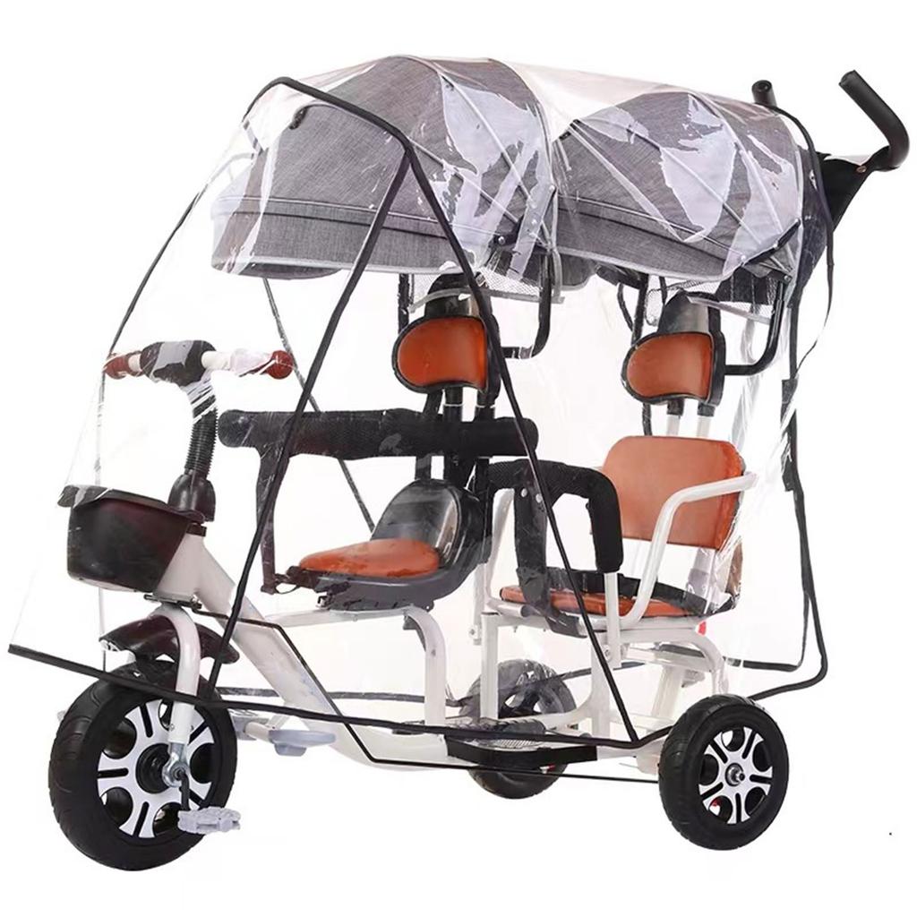 Twin Baby Strollers Raincoat Waterproof Full Wrap Case Protector Windproof Pram Cart Protective Sleeve for Outdoor Use