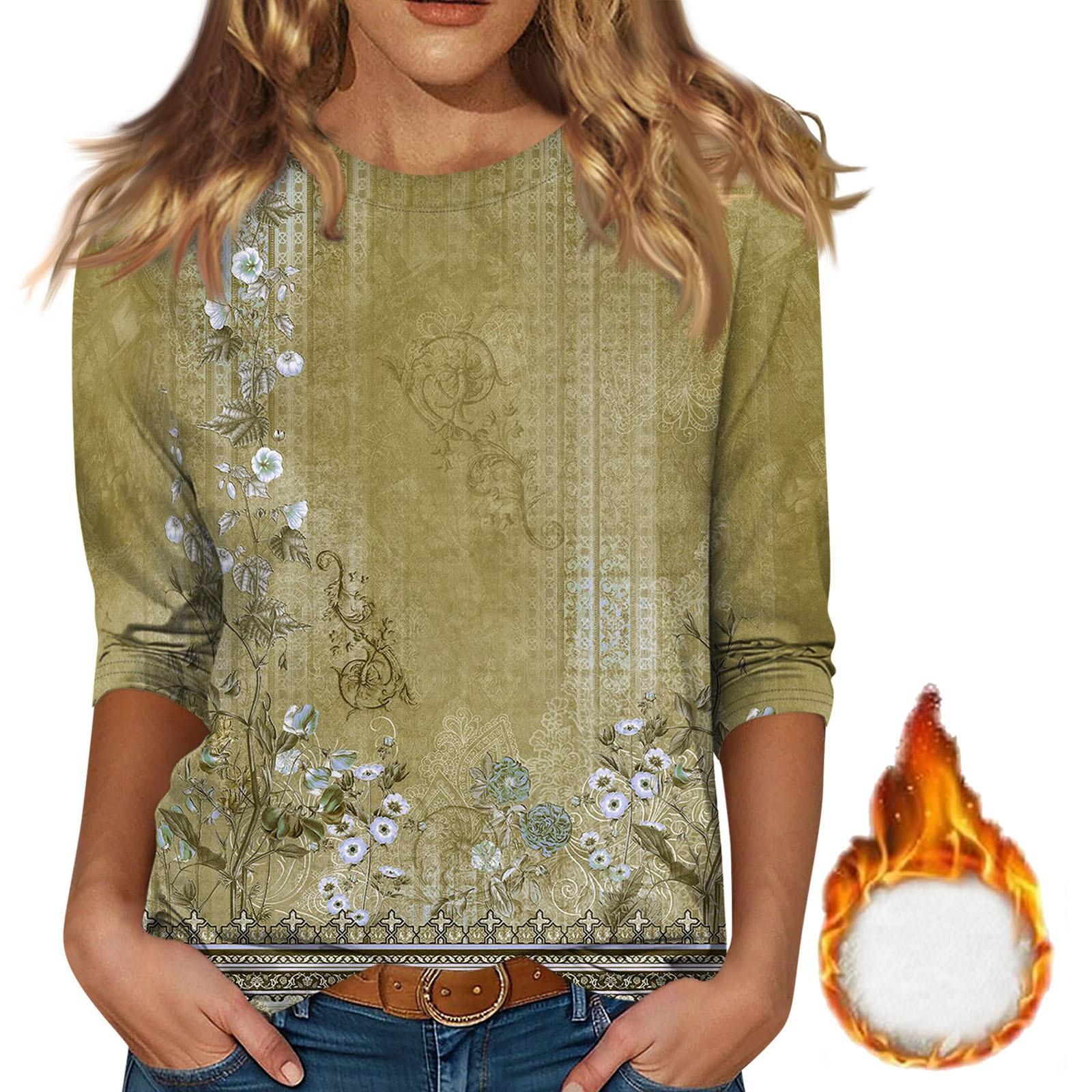 

Женская рубашка с круглым вырезом и рукавом 3/4, симпатичный принт, верхняя одежда XL жёлтый