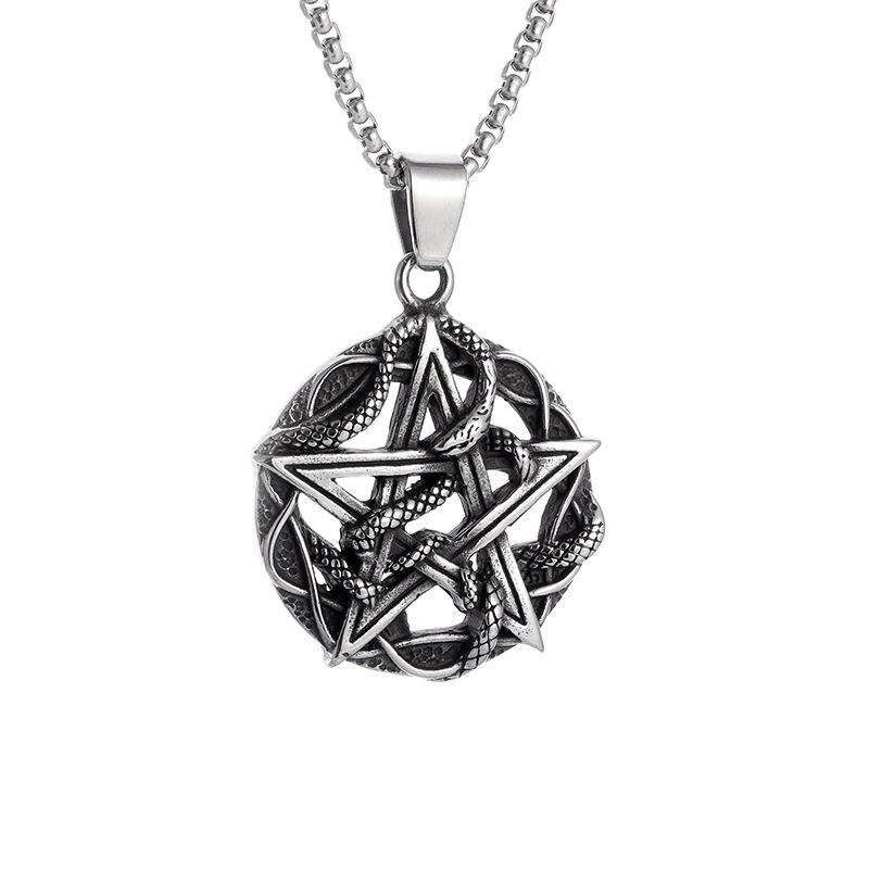 European and American Wind Snake Five-pointed Star Pendant Hip-hop Versatile Necklace Men's and Women's Jewelry