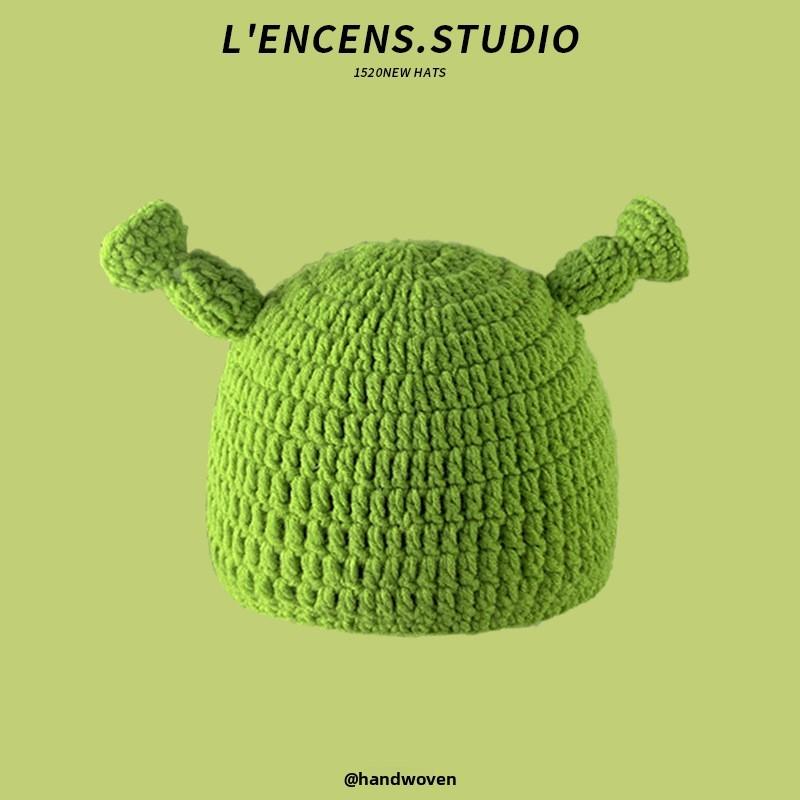 Shrek Monster Style Knitted Hat With Cozy Material For Winter Outdoor Activities