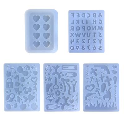 Glänzende Silikon-Dekorationsformen mit Treibsand-Füllung Kirsch-Buchstaben-Stern-Schlüsselanhängerform DIY-Anhänger Epoxid-Bastelformen