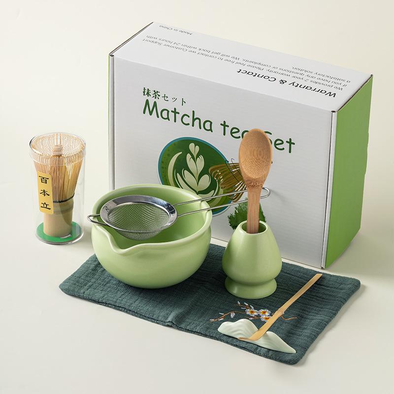 4/5/7/8pcs Traditional Matcha Set Bamboo Whisk Ceramic Tea Bowl Japanese Tea Making Tools Home Kitchen Gift for Tea Lovers