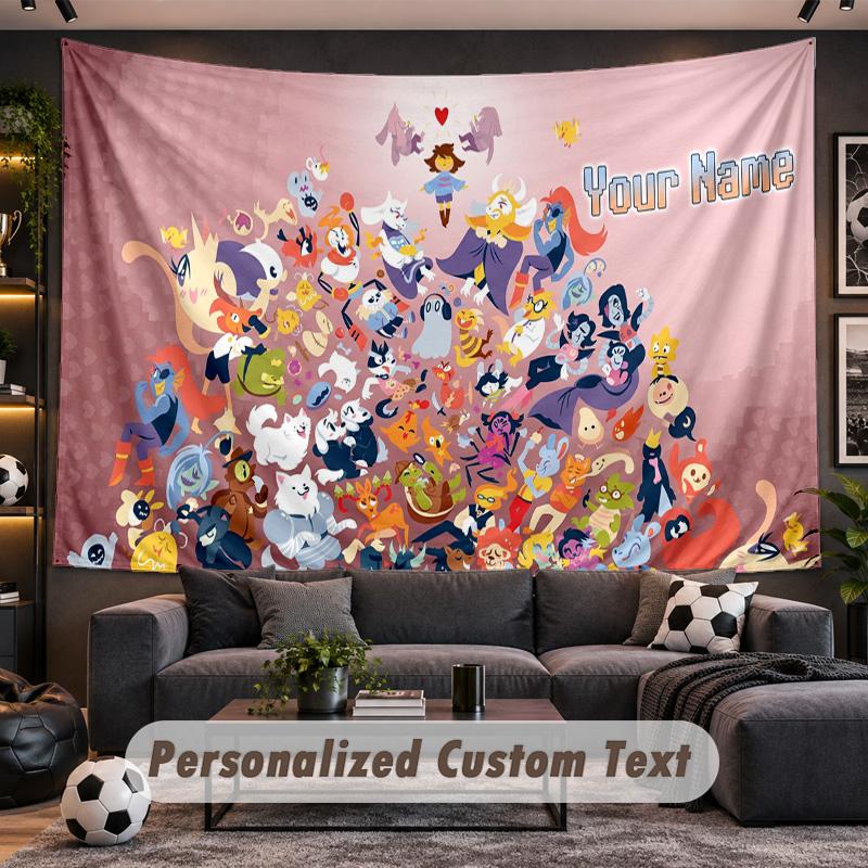 Undertale Personalized Tapestry Support Custom Name, Wall Art Home Decoration