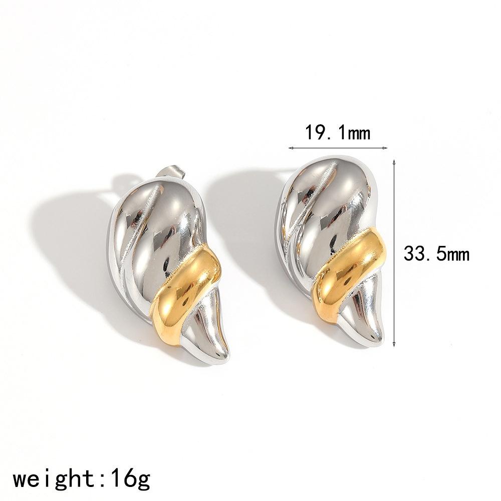 Simple Creative Fashion Geometric Texture Heart Pendant Earrings Stainless Steel Shell Conch Shaped Earrings