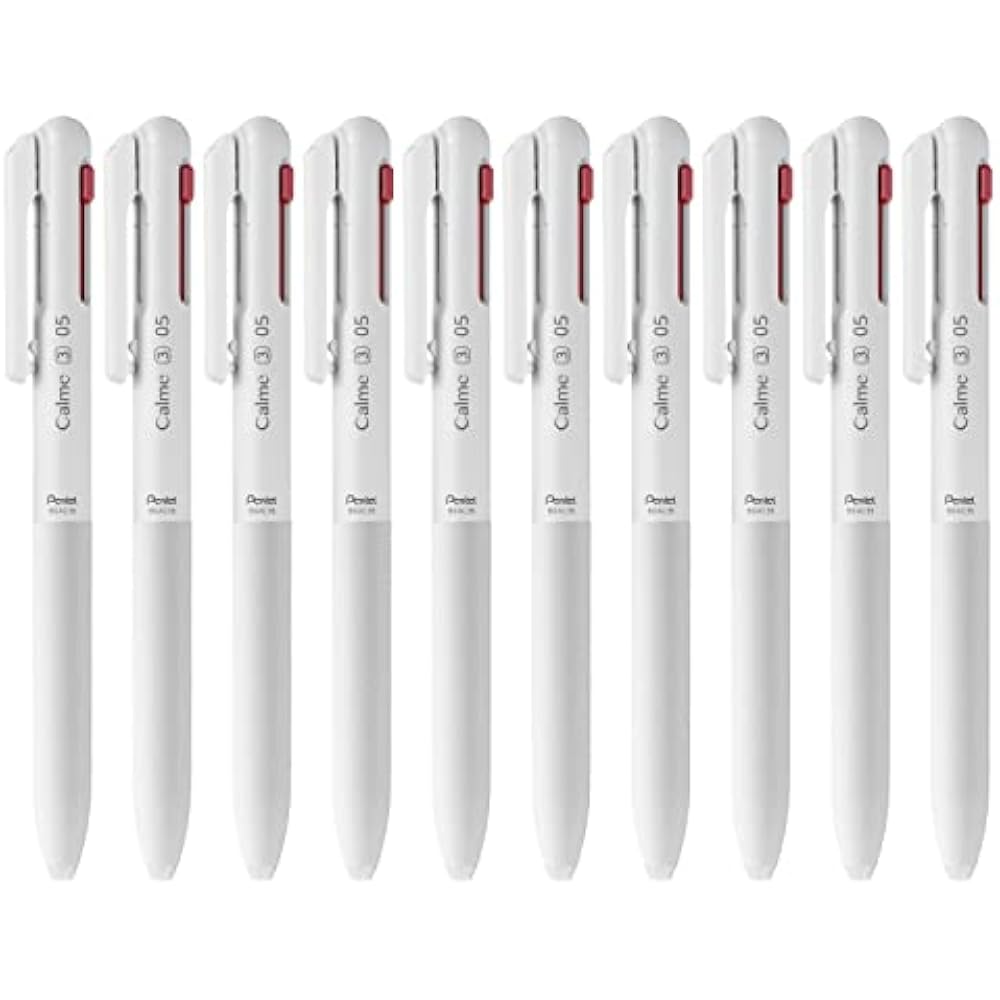 Pentel 3-color ballpoint pen Calme 0.5mm grayish white 10-pack BXAC35W