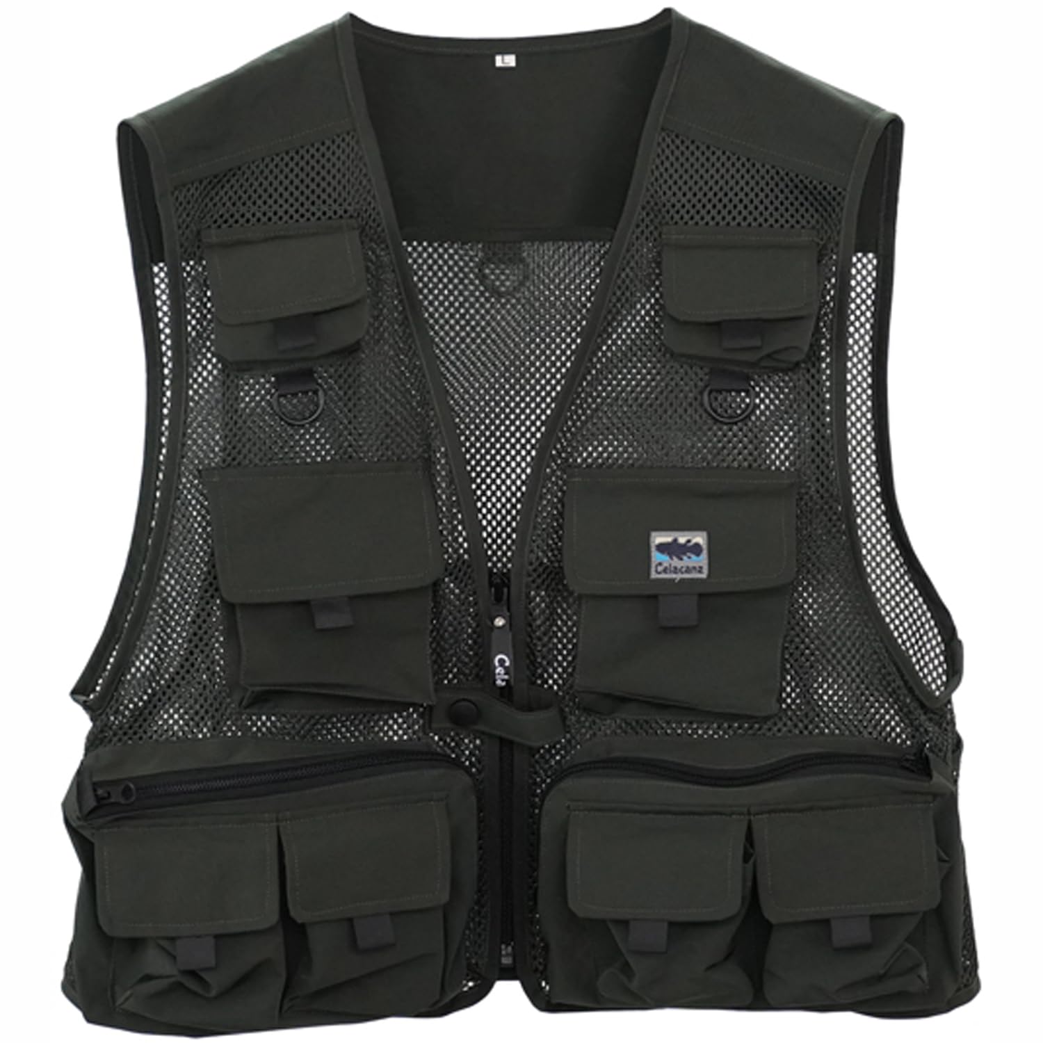 Mesh Sizes for Outdoor Disaster Lure Made by a Japanese Fishing Tackle Khaki [Excel] Vest, Black/Khaki Green, M/L/LL/3L, Fishing, Activities, Camping,