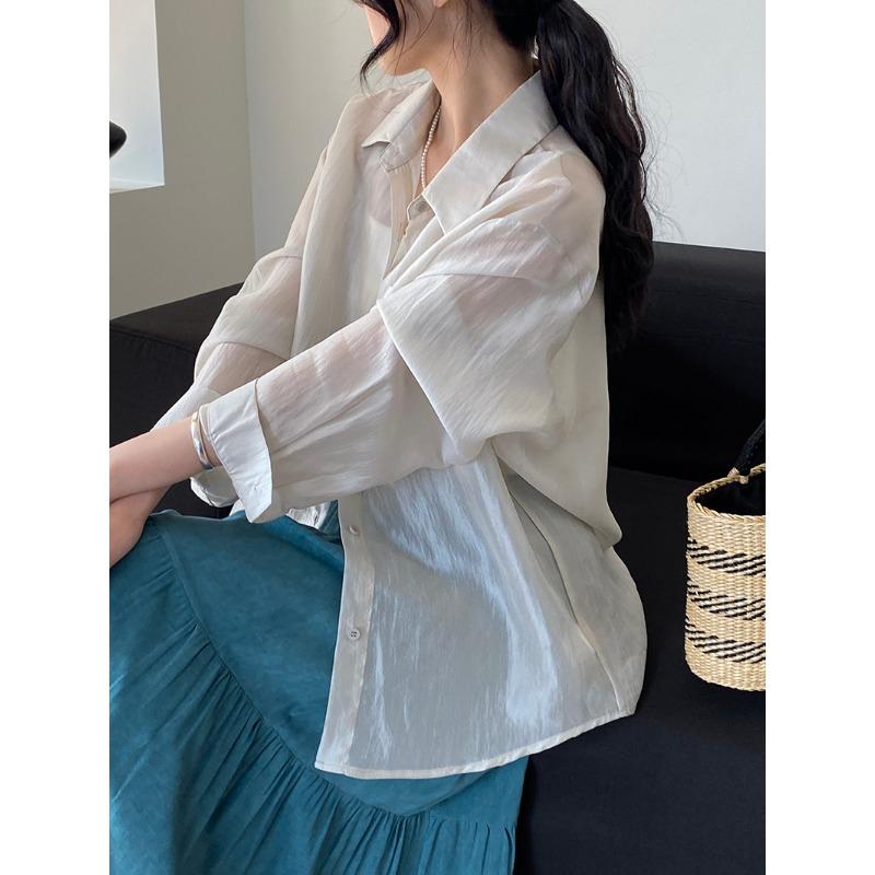 Micro-transparent Shirt Jacket Women's Loose Thin Sunscreen Shirt Top