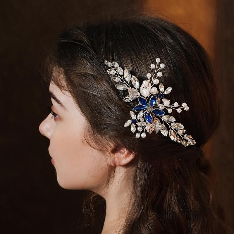 New Silver Alloy Hair Comb Handmade Pearls Rhinestones Fashion Metal Headpiece Elegant Hair Jewellery Accessory For Women