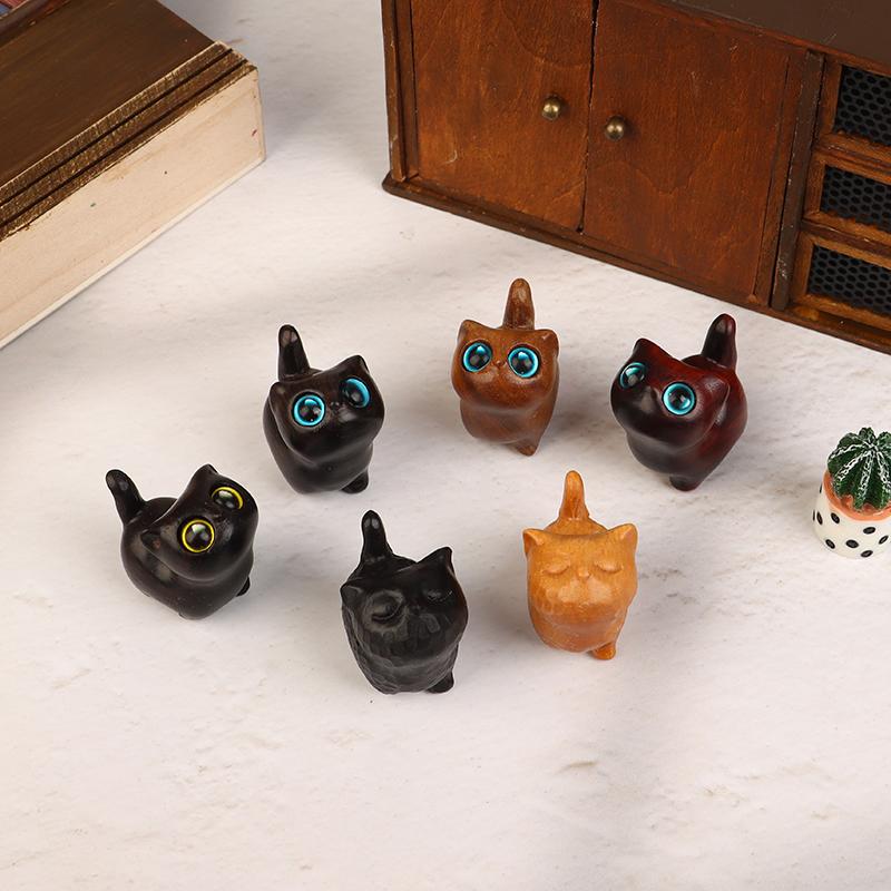 Büyüleyici Ahşap Yavru Kedi Figürini - Ev İçin El Yapımı Kedi Dekoru, Mükemmel Hediye Fikri Kedi Figürini Kedi Aksesuarları