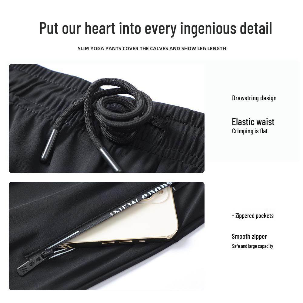 Men's Ice Silk Cuffed Casual Pants - Lightweight, Loose, Straight-Leg, Ideal for Spring, Summer & Autumn