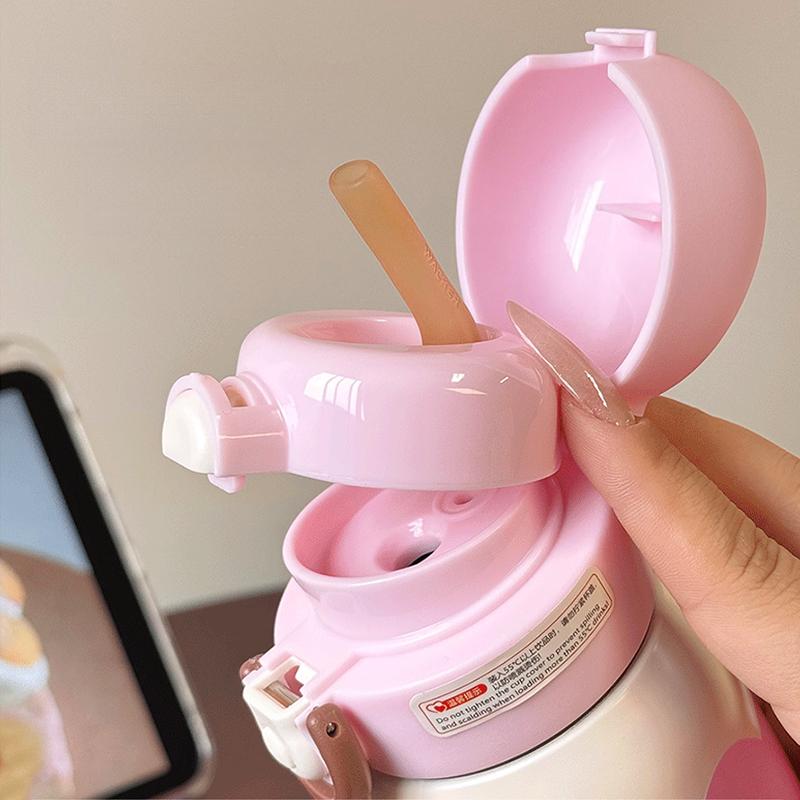 Cute Children's Double Drinking Thermal Water Bottle Thickened 316 Stainless Steel Straw Insulated Cup Hot and Cold Drinkware