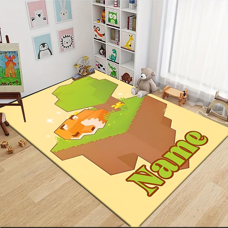 Custom Name Minecraft Adventure Quest Carpet Rug Customizable Soft Washable Anti-Slip Home Living Room Sofa Mats Personalized Rug. 0909408