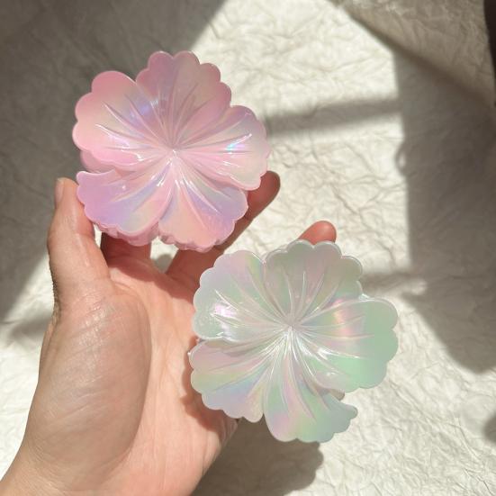 Women Hair Claw Flower Design Back Head Hair Clip Non-Slip Grip Bright Colors Shark Hair Claw Hair Accessory