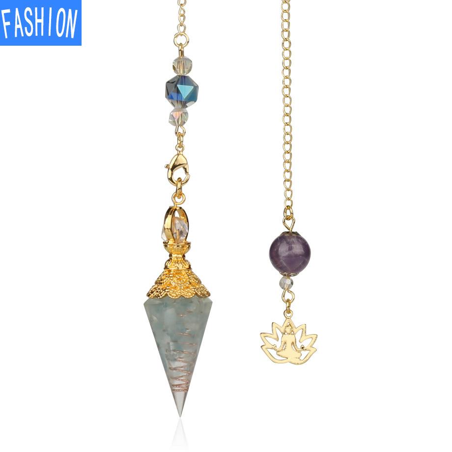 Mixed Aura Natural Spirit Pendulum Crystal Pendant Yoga Gold-plated Buddha Meditation Idea Concentrated Jewelry