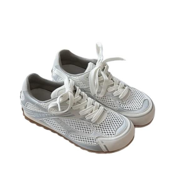 Mesh striped lace-up little white shoes women's summer 2025 new fashion versatile breathable sports casual moral training shoes