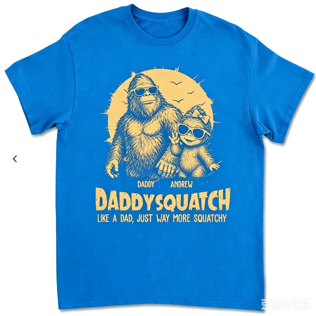 Squatchy Papa Personalized Shirt Funny Bigfoot Papa Shirt 2026 Summer Unisex Unisex 100Cotton Street Wear Y2K Oversized Tshirt