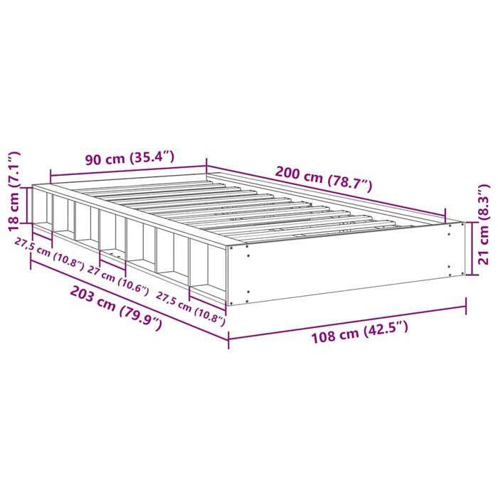 VidaXL Cadre de lit sans matelas 90x200 cm bois massif de chêne 3324120