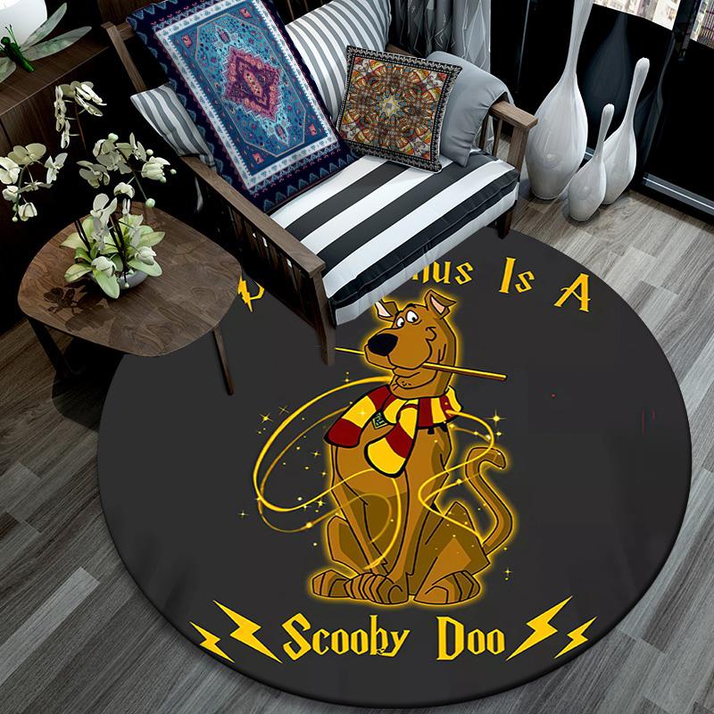 Scooby Round Area Rug,Carpet Rug for Living Room Bedroom Sofa Playroom Decor,Non-slip Floor Mat
